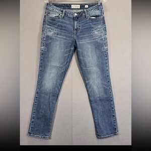 Lucky Brand Floral Embroidered Lolita Skinny Cropped Jeans Size 6/28 Ankle